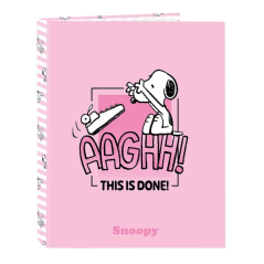 Classeur à anneaux rose Snoopy