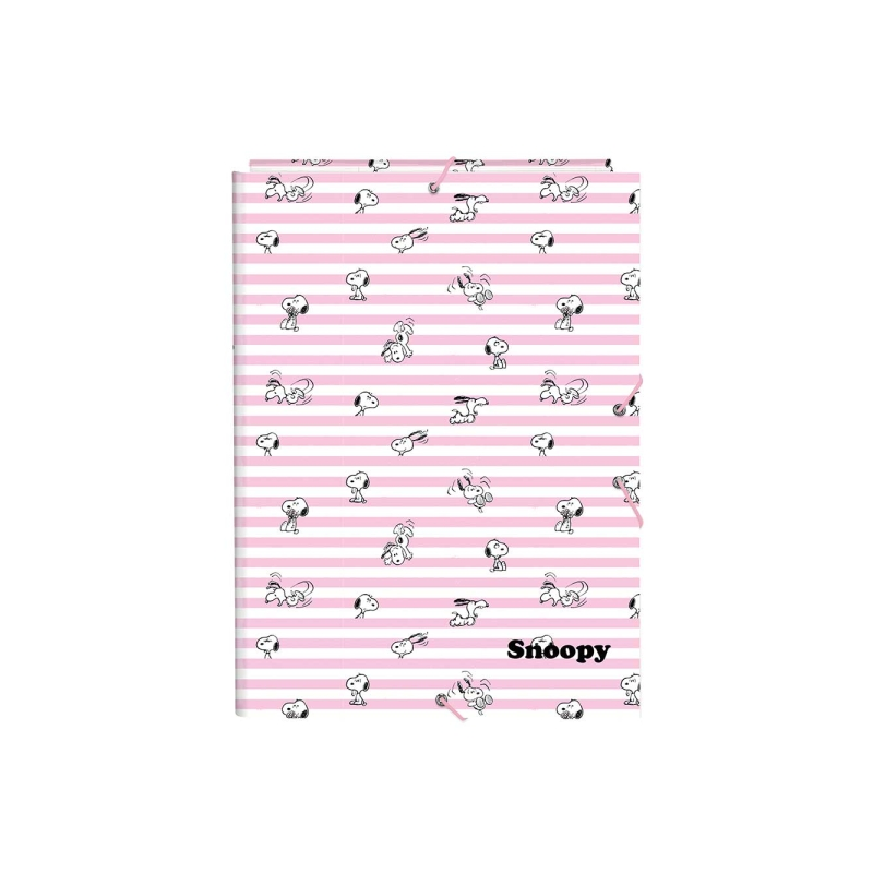 Classeur 3 rabats folio rose Snoopy Safta 26x33,5 cm