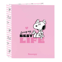Classeur 4 anneaux rose Snoopy