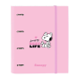 Classeur 4 anneaux A4 Safta Snoopy rose 100 feuilles
