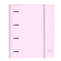 Classeur à anneaux rose rigide