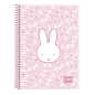 Cahier spirale A5 80 feuilles Safta Miffy Flowers rose