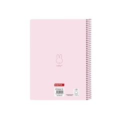 Cahier spirale A5 80 feuilles Safta Miffy Flowers rose