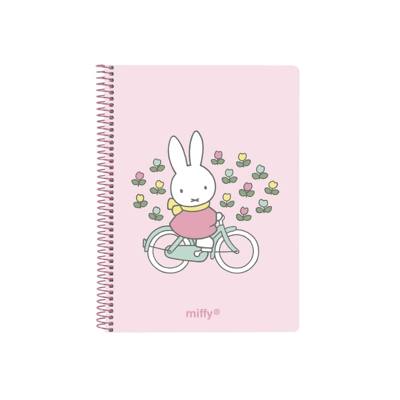 Cahier spirale A6 Safta Miffy Flowers 120 feuilles rose Cahier spirale A6 Safta Miffy Flowers 120 feuilles rose