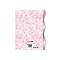Cahier spirale A6 Safta Miffy Flowers 120 feuilles rose