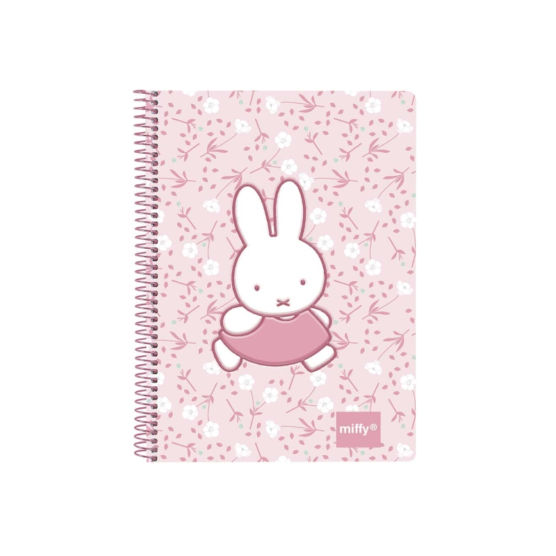 Bloc-notes à spirale Miffy Flowers rose 135 x 179 mm