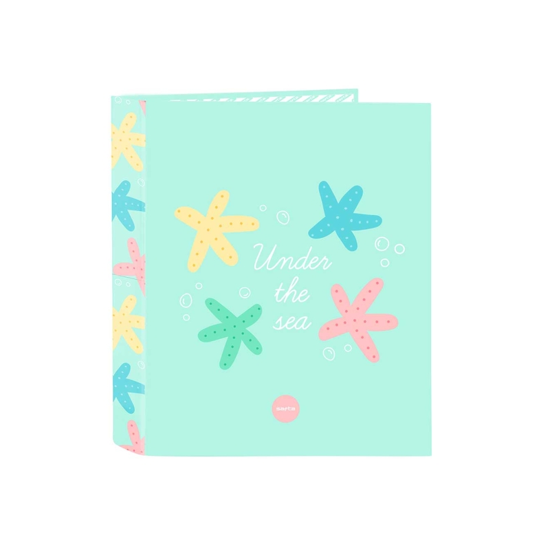Classeur 4 anneaux folio 40 mm vert Safta Estrellas