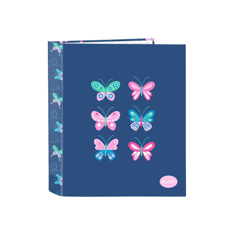Classeur 4 anneaux Blackfit8 Papillons bleu marine Classeur 4 anneaux Blackfit8 Papillons bleu marine