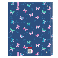 Classeur 4 anneaux Blackfit8 bleu marine 35 mm papillons