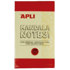 ✅ Apli Mandala Sticky Notes 125x75mm - 100 Feuilles - Mandala Design - Adhésif de Qualité - Jaune couleur jaun en stock
