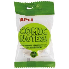 Apli Comic Notes Adhésives 70x70mm - Bloc 200 Feuilles - 4 Couleurs Assorties - Fluo