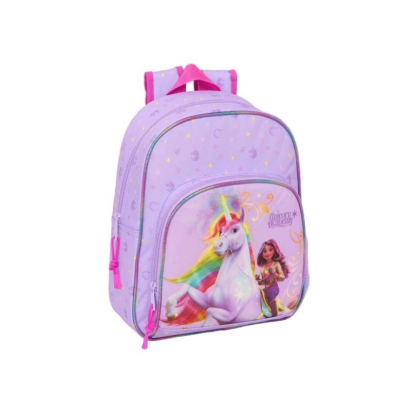 Sac à dos enfant Unicorn Academy Safta rose compatible valise