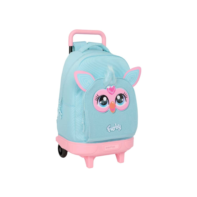 Sac à dos trolley Furby bleu clair poche amovible Sac à dos trolley Furby bleu clair poche amovible