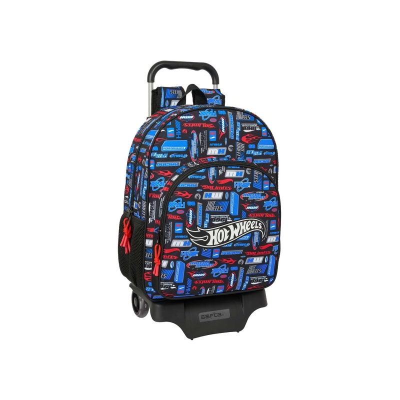 Sac à dos trolley Hot Wheels bleu avec poches latérales Sac à dos trolley Hot Wheels bleu avec poches latérales