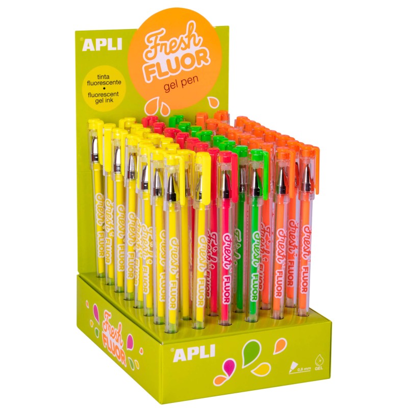 Stylos gel multicolores Apli Fresh Fluor - Lot de 48 Stylos gel multicolores Apli Fresh Fluor - Lot de 48