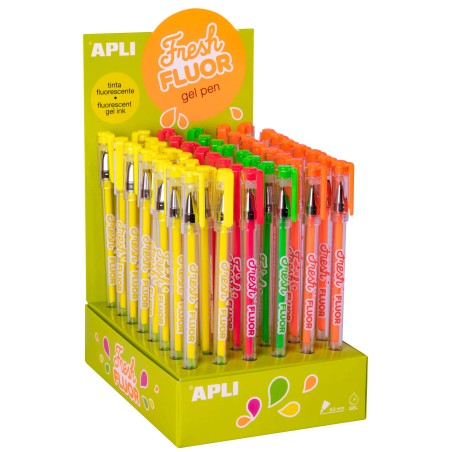 Stylos gel fluo Apli présentoir