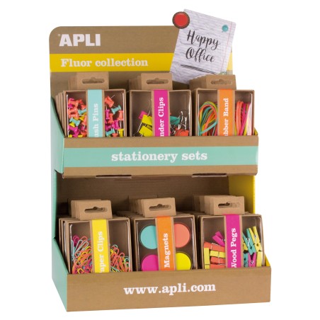 ✅ Présentoir Collection Apli Fluor - Couleurs assorties - Design moderne - Inclut punaises, bandes élastiques, en stock