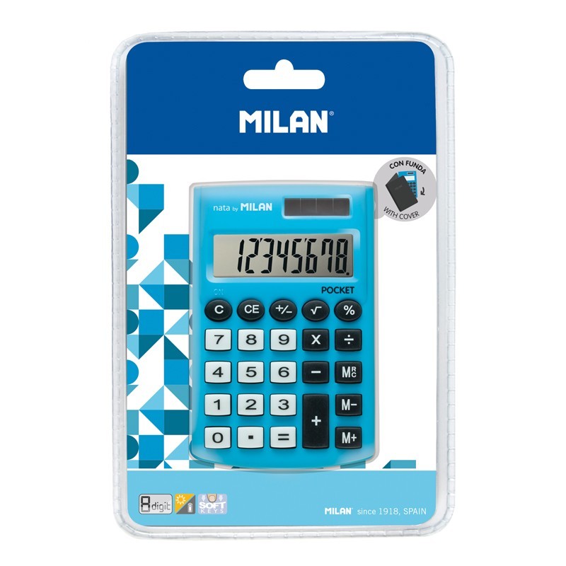 Calculatrice de poche Milan Digits 8 touches bleu