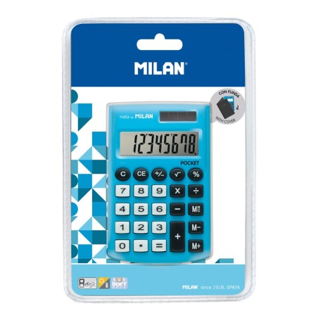 calculatrice de poche bleue Milan