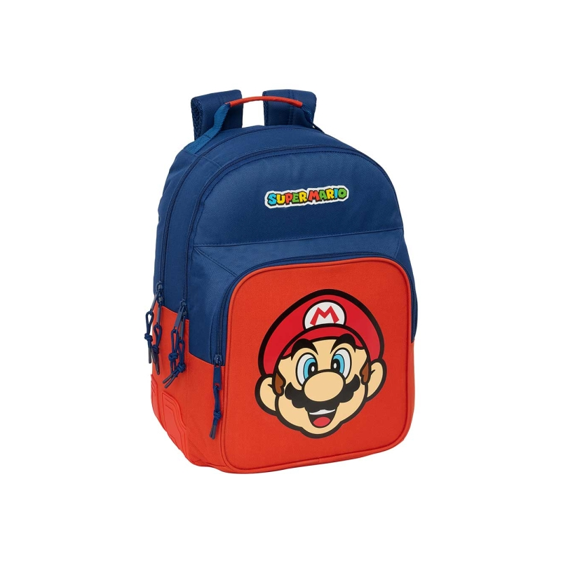 Sac à dos Super Mario à 2 compartiments, rouge et bleu