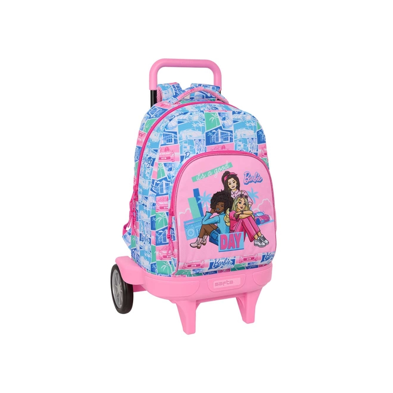 Sac à dos trolley Barbie rose avec poches et bretelles rembourrées