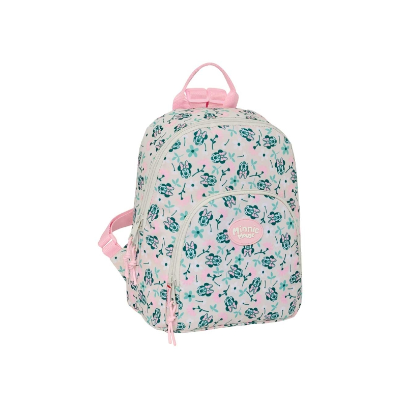 Sac à dos Minnie Mouse rose pastel à poches zippées