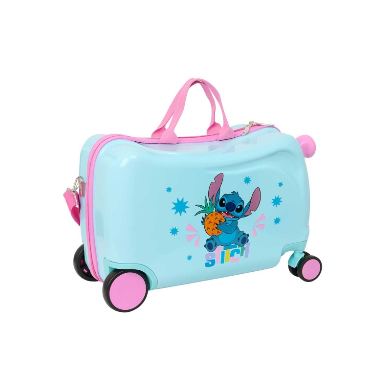 Chariot enfant Stitch bleu pastel avec bandoulière Chariot enfant Stitch bleu pastel avec bandoulière