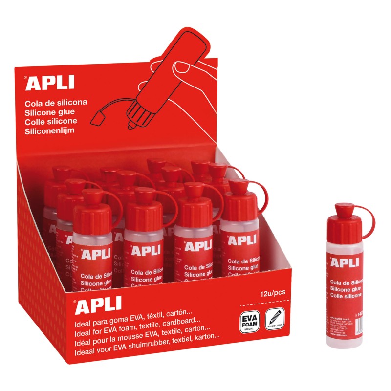 Apli Colle Silicone 25 ml - Séchage rapide - Résistant à l'eau - Transparent