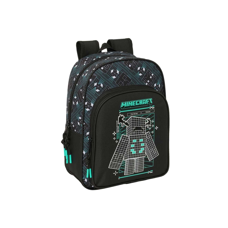 Sac à dos enfant Minecraft noir avec porte-bouteilles
