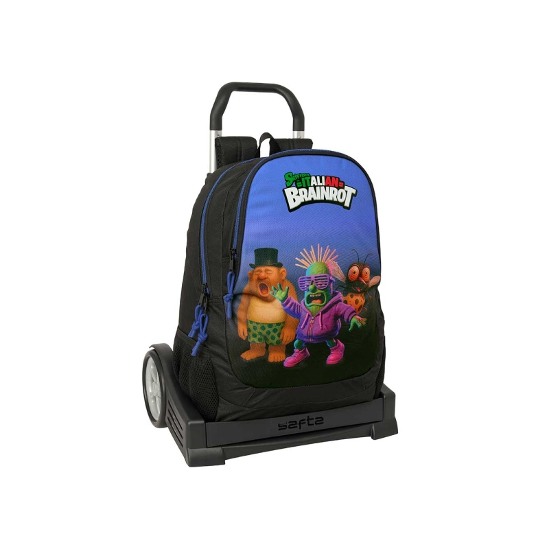 Sac à dos à roulettes Safta Brainrot 23 L noir bleu