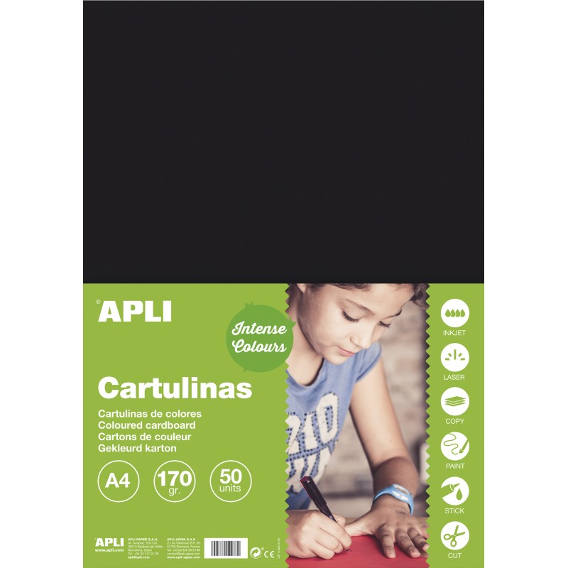 Apli Carton Noir A4 170g 50 Feuilles