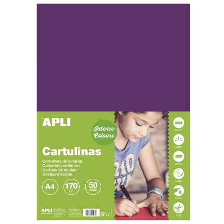 ✅ Apli Violet Carton A4 170g 50 Feuilles couleur Morado en stock