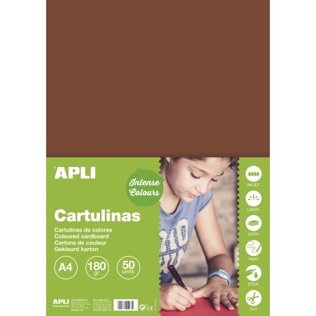 ✅ Apli Carton Brun A4 170g 50 Feuilles couleur Marrón en stock