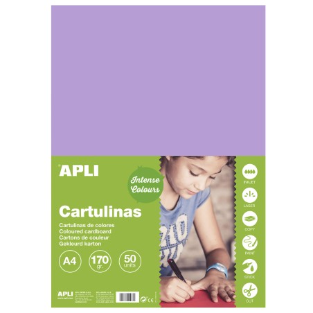 ✅ Apli Violet Carton A4 170g 50 Feuilles couleur violet en stock