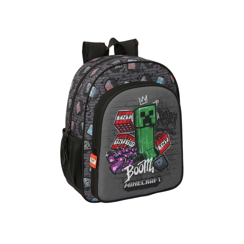 Sac à dos Minecraft gris 15L avec poche frontale Sac à dos Minecraft gris 15L avec poche frontale
