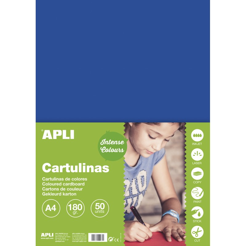 Apli Carton Bleu Foncé A4 170g 50 Feuilles