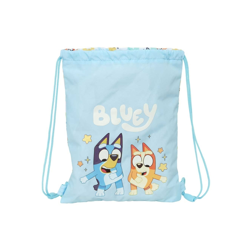Sac à dos à cordon Bluey bleu pastel 26x34 cm