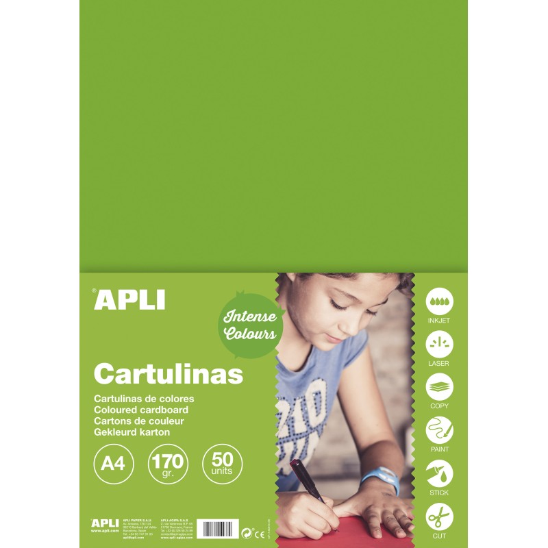 Apli Herbe Vert Carton A4 170g 50 Feuilles