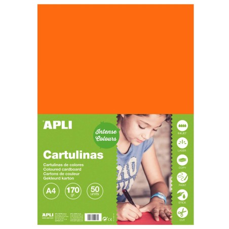 ✅ Apli Carton Orange A4 170g 50 Feuilles couleur orange en stock