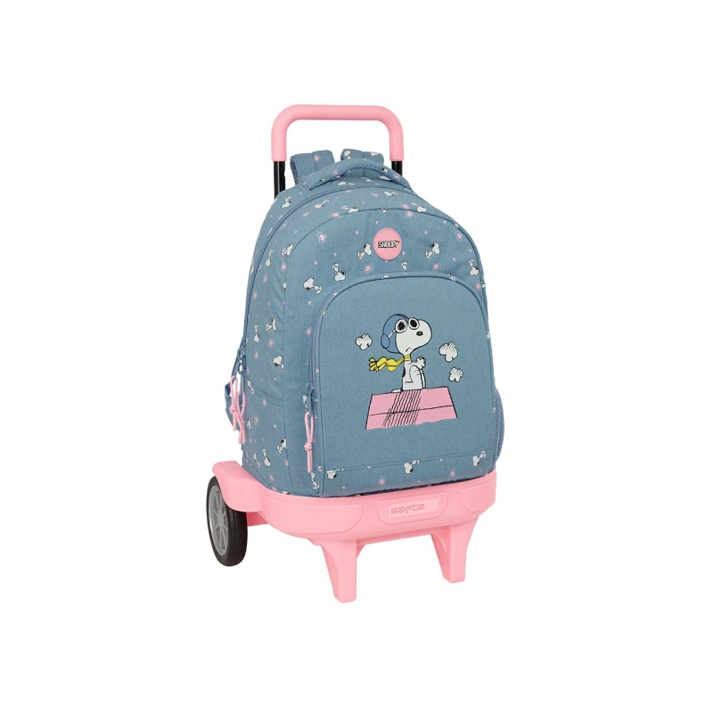 Sac à dos à roulettes Snoopy Safta bleu avec poche avant