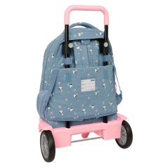 Sac à dos à roulettes Snoopy Safta bleu avec poche avant