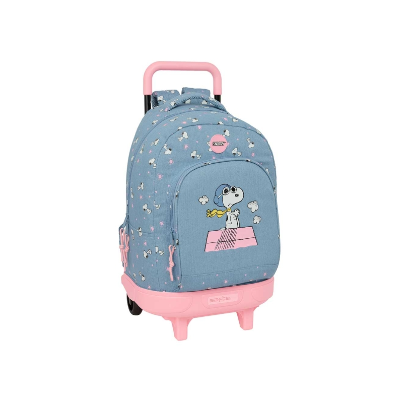 Sac à dos trolley amovible Snoopy bleu à poches