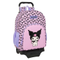 Mochila à roulettes Kuromi rose avec porte-bouteille 33x
