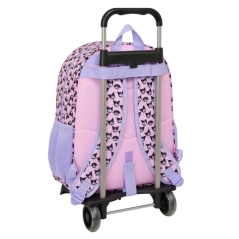Mochila à roulettes Kuromi rose avec porte-bouteille 33x