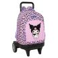 Sac à roulettes Kuromi 33L rose avec porte-bouteille Sac à roulettes Kuromi 33L rose avec porte-bouteille