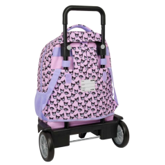 Sac à roulettes Kuromi 33L rose avec porte-bouteille