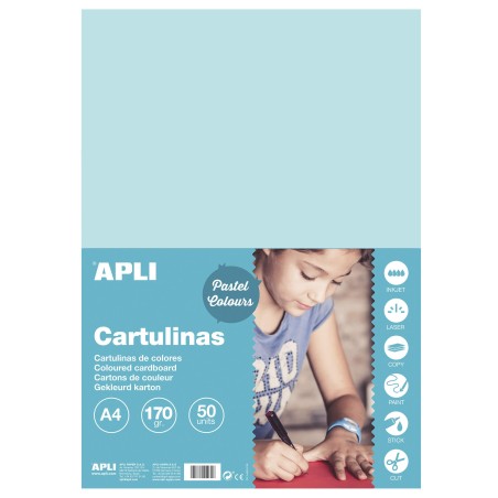 ✅ Apli Carton Bleu Clair A4 170g 50 Feuilles couleur Azul Claro en stock