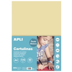 ✅ Apli Crème Carton A4 170g 50 Feuilles couleur Amarillo Claro en stock