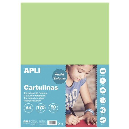 ✅ Apli Carton Vert Clair A4 170g 50 Feuilles couleur Verde Claro en stock