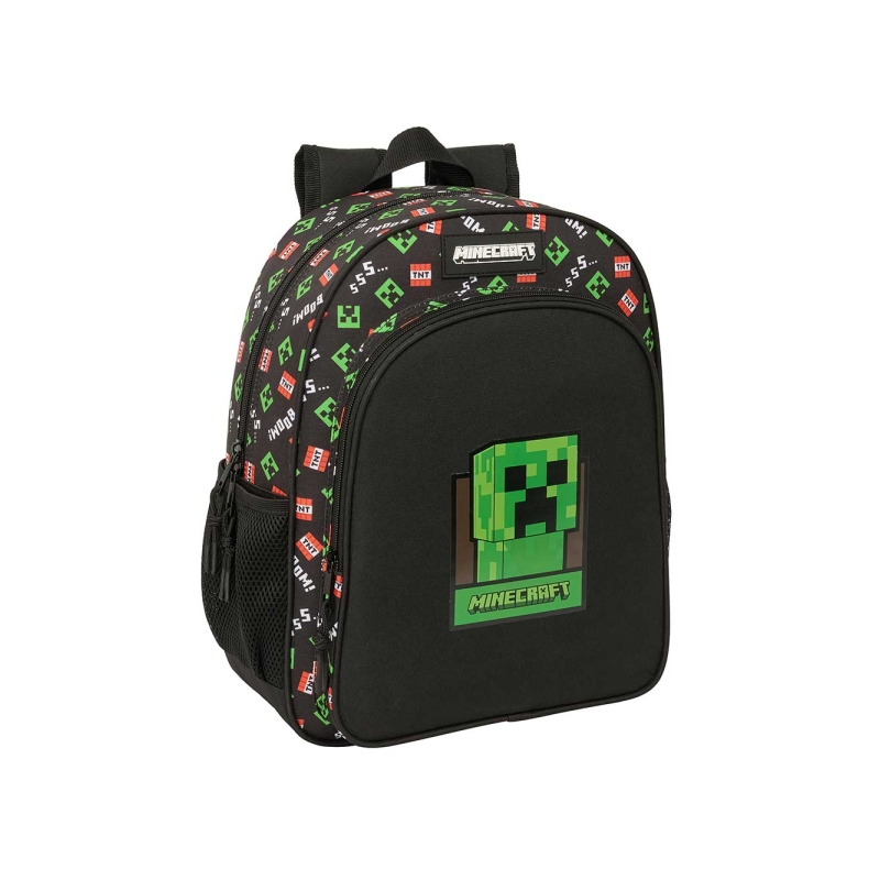 Sac à dos Minecraft noir compatible trolley, porte-bouteille Sac à dos Minecraft noir compatible trolley, porte-bouteille